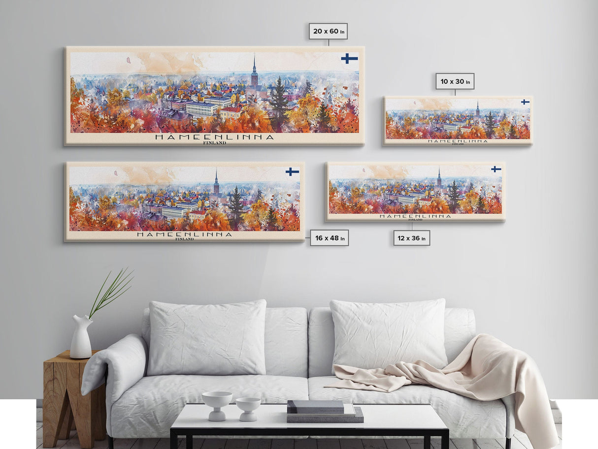 Hameenlinna Finland Travel Art, City Art, Framed Canvas Print or Metal Wall Art, Europe Travel Poster, Panoramic Wall Art, Extra Wide Wall Art