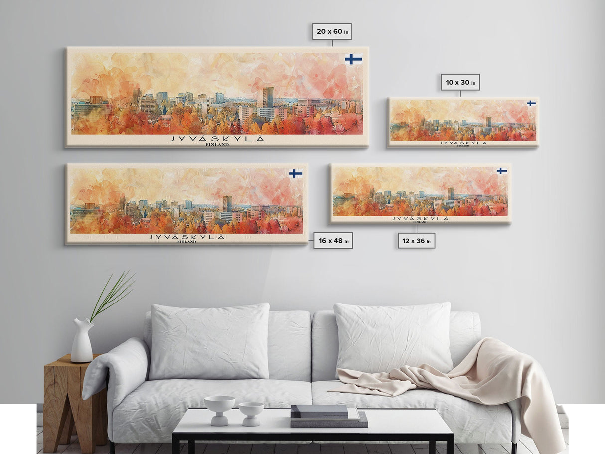 Jyvaskyla Finland Travel Art, City Art, Framed Canvas Print or Metal Wall Art, Europe Travel Poster, Panoramic Wall Art, Extra Wide Wall Art