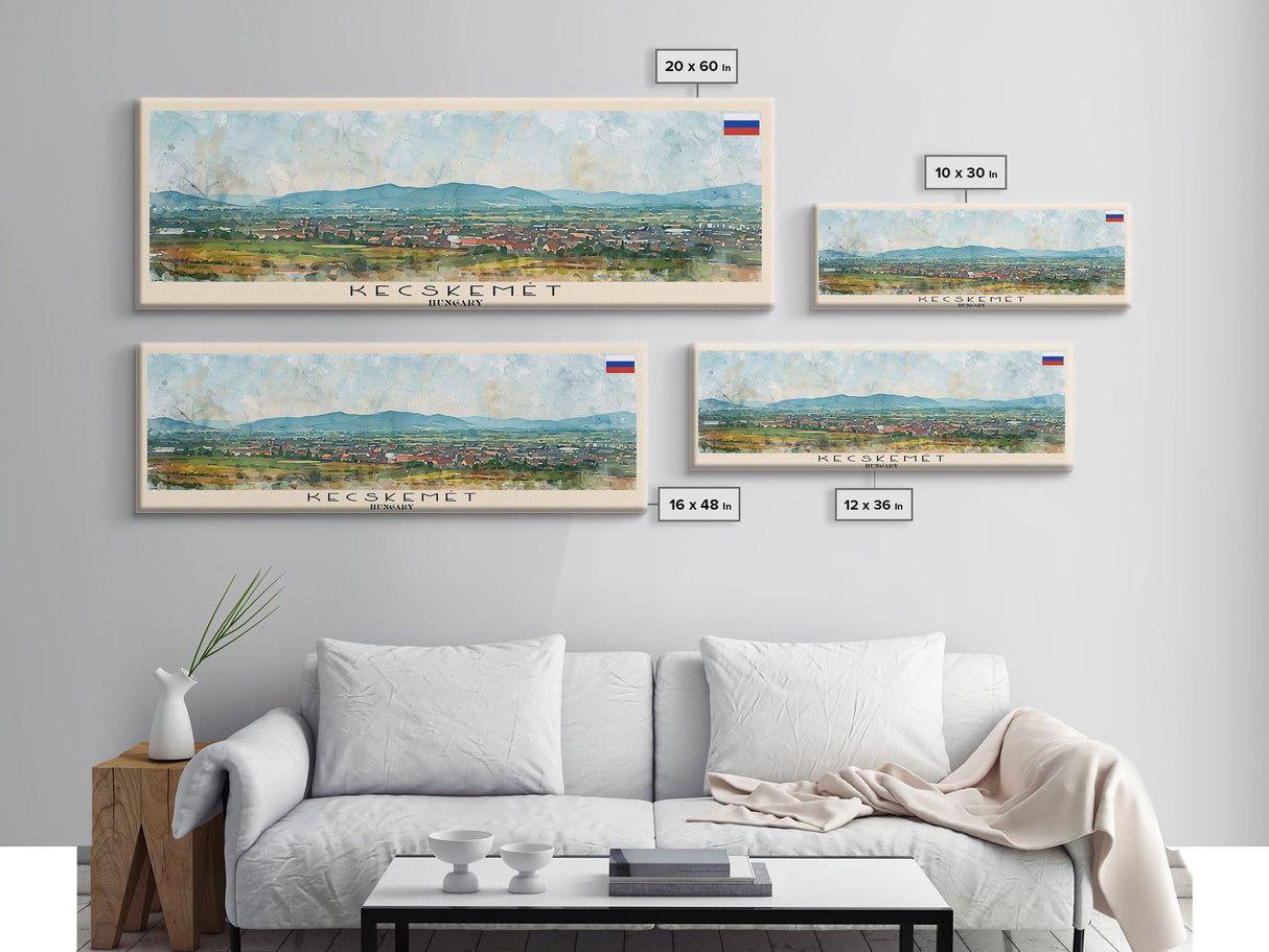 Kecskemet Hungary Wall Art, Panoramic Travel Poster, Panoramic Framed Canvas Print, City Wall Art, Wall Hanging Home Decor, Travel Art