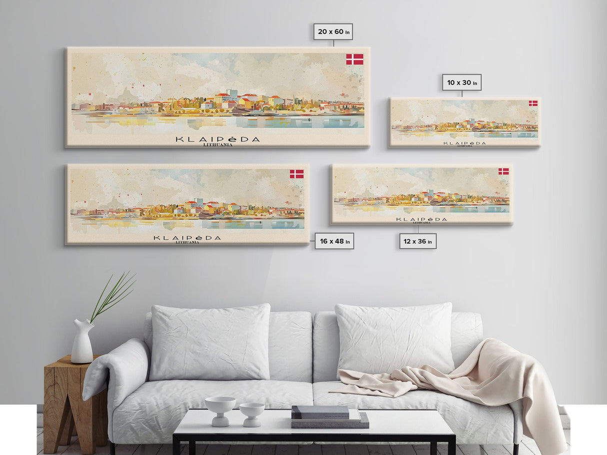 Klaipda Lithuania Wall Art, Panoramic Travel Poster, Panoramic Framed Canvas Print, City Wall Art, Wall Hanging Home Decor, Travel Art