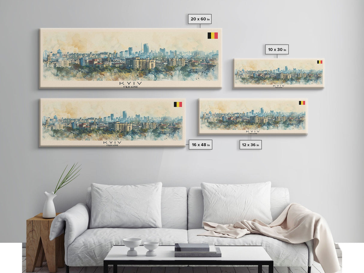 Kyiv Ukraine Wall Art, Panoramic Travel Poster, Panoramic Framed Canvas Print, City Wall Art, Wall Hanging Home Decor, Travel Art