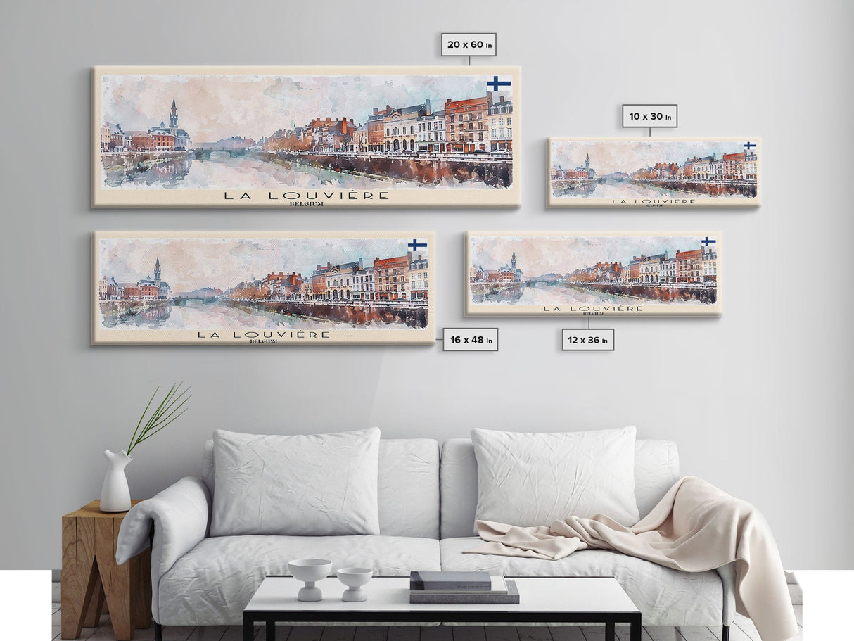 La Louvire Belgium Travel Print Wall Art, Panoramic City Art, Travel Art, Wall Decor, Vacation Gift, Framed Canvas Print Or Metal Art