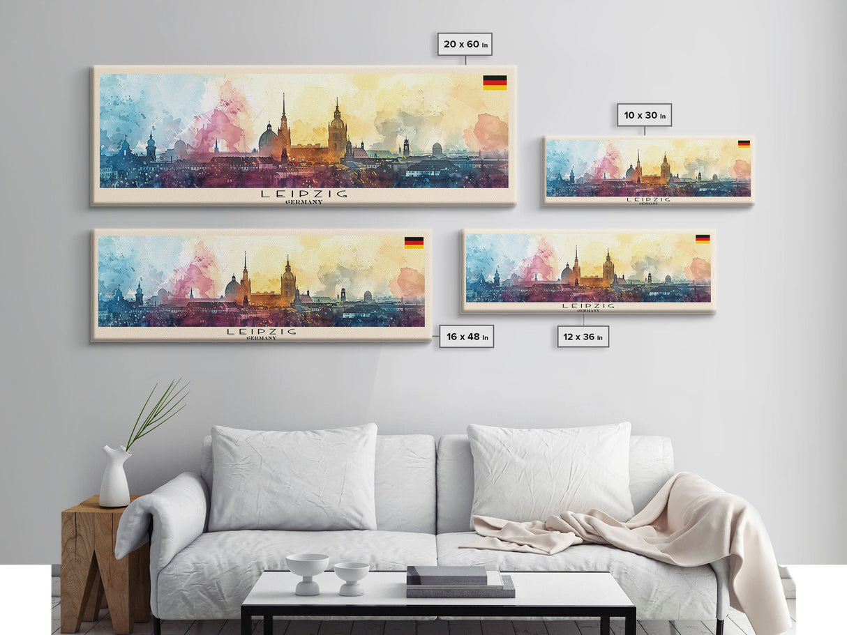 Leipzig Germany Travel Art, City Art, Framed Canvas Print or Metal Wall Art, Europe Travel Poster, Panoramic Wall Art, Extra Wide Wall Art