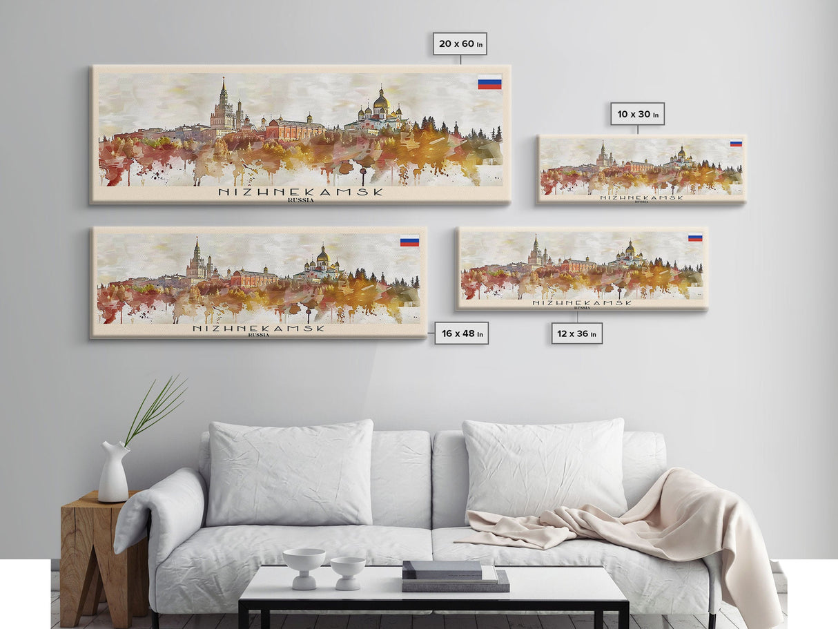 Nizhnekamsk Russia Travel Print Wall Art, Panoramic City Art, Travel Art, Wall Decor, Vacation Gift, Framed Canvas Print Or Metal Art