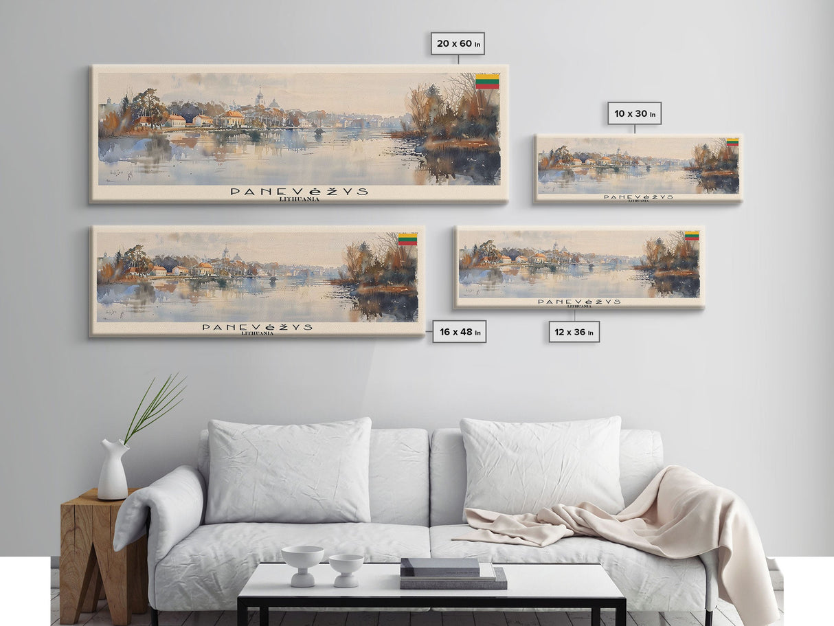 Panevys Lithuania Travel Print Wall Art, Panoramic City Art, Travel Art, Wall Decor, Vacation Gift, Framed Canvas Print Or Metal Art