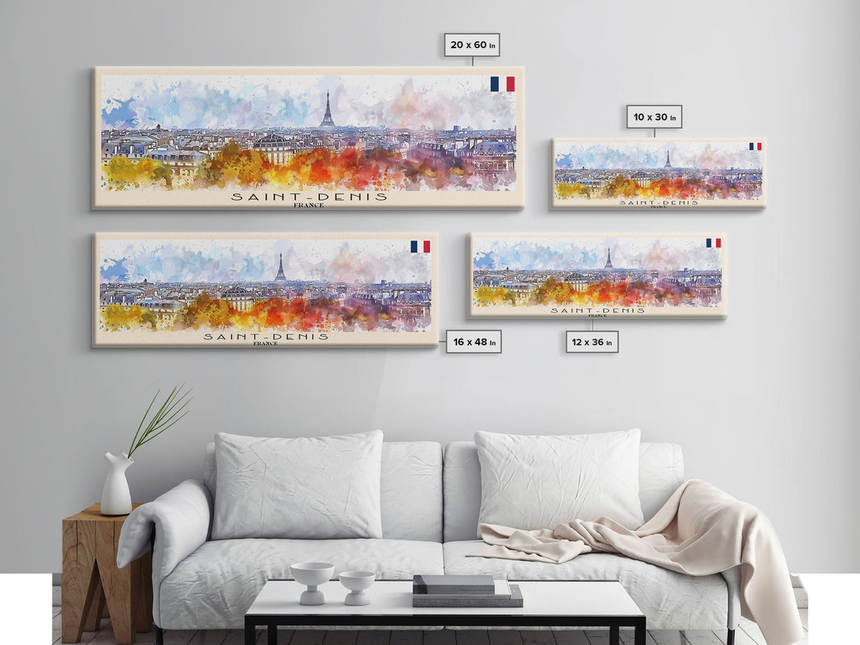 Saint Denis France Travel Art, City Art, Framed Canvas Print or Metal Wall Art, Europe Travel Poster, Panoramic Wall Art, Extra Wide Wall Art