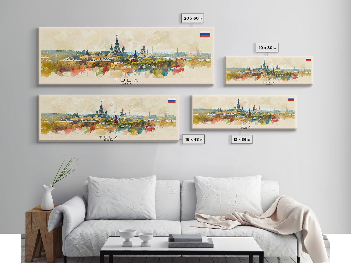 Tula Russia Travel Art, City Art, Framed Canvas Print or Metal Wall Art, Europe Travel Poster, Panoramic Wall Art, Extra Wide Wall Art