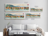 Velika Gorica Croatia Panoramic Travel Poster, Framed Canvas Print or Metal Wall Art, Travel Art, Home Decor, Panoramic Painting, Midcentury Art