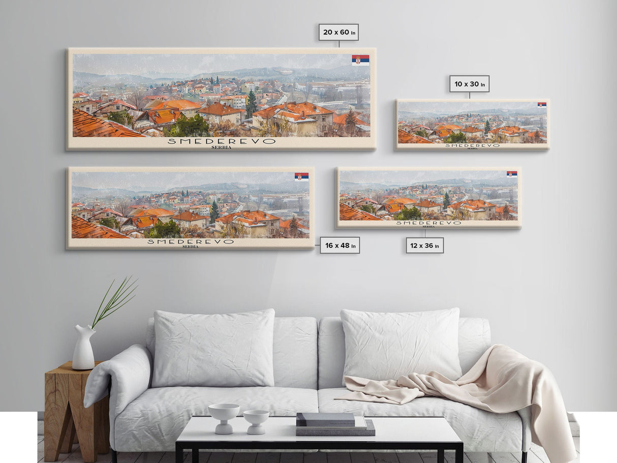 Smederevo Serbia Travel Print Wall Art, Panoramic City Art, Travel Art, Wall Decor, Vacation Gift, Framed Canvas Print Or Metal Art