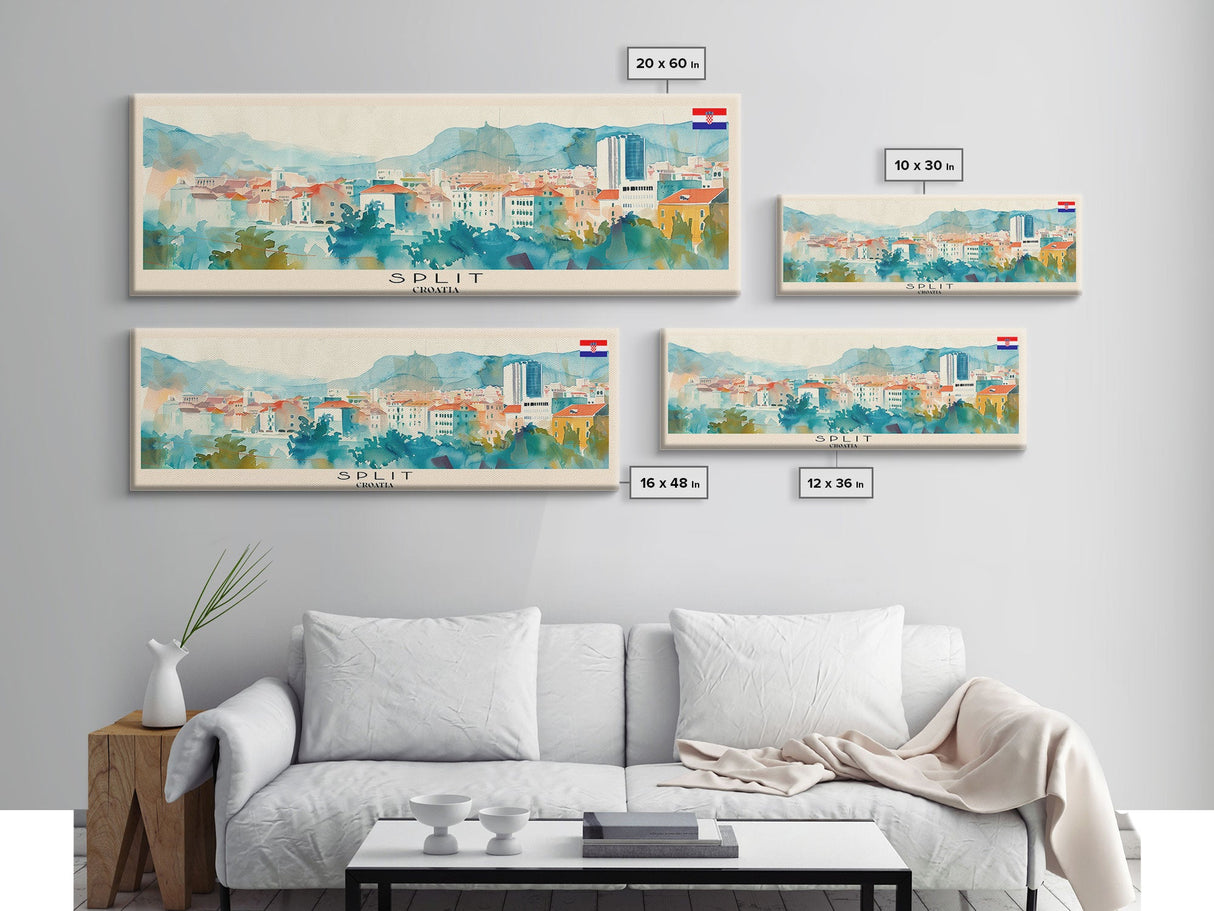 Split Croatia Travel Print Wall Art, Panoramic City Art, Travel Art, Wall Decor, Vacation Gift, Framed Canvas Print Or Metal Art