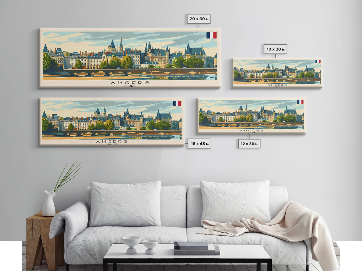 Angers France Wall Art, Panoramic Travel Poster, Panoramic Framed Canvas Print, City Wall Art, Wall Hanging Home Decor, Travel Art