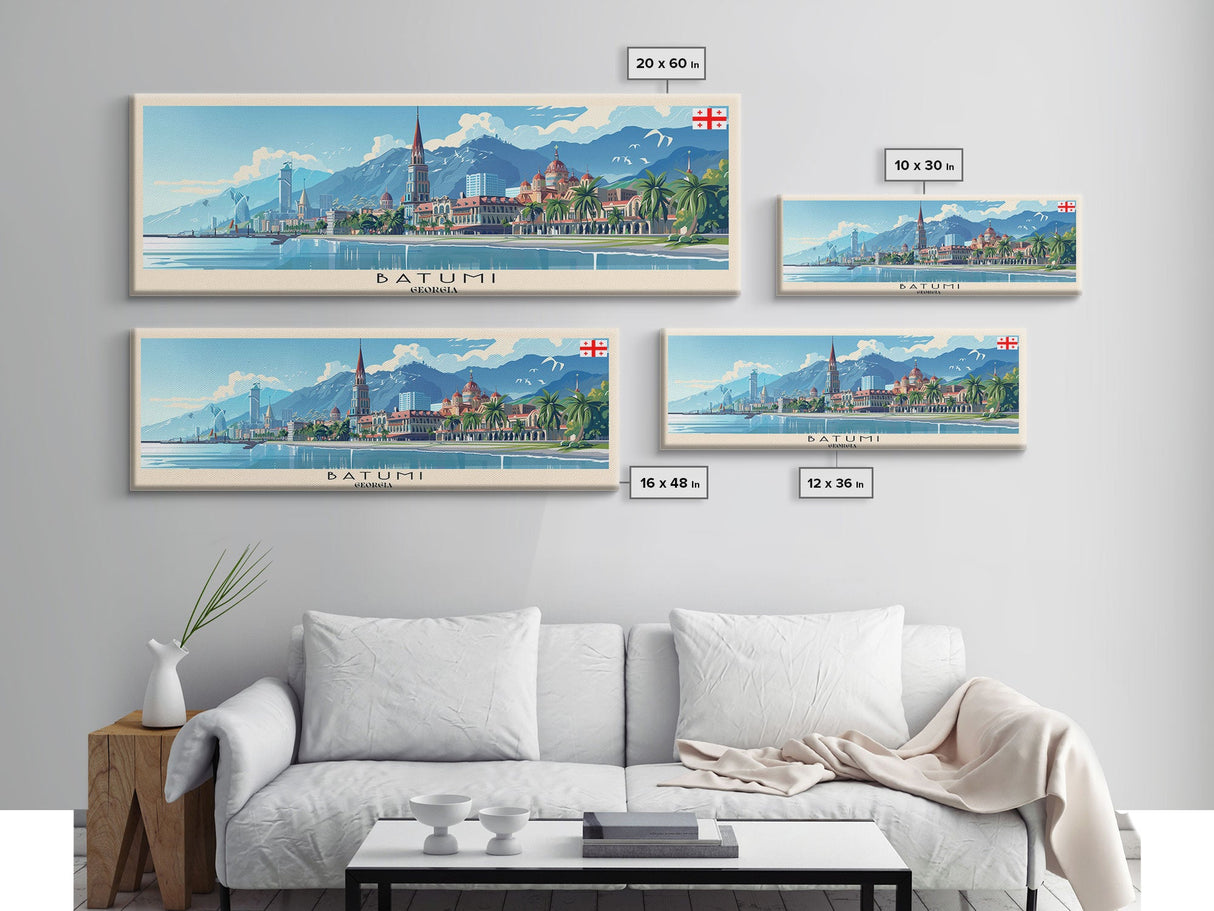 Batumi Georgia Wall Art, Panoramic Travel Poster, Panoramic Framed Canvas Print, City Wall Art, Wall Hanging Home Decor, Travel Art