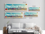 Duisburg Germany  Wall Art, Panoramic Travel Poster, Panoramic Framed Canvas Print, City Wall Art, Wall Hanging Home Decor, Travel Art