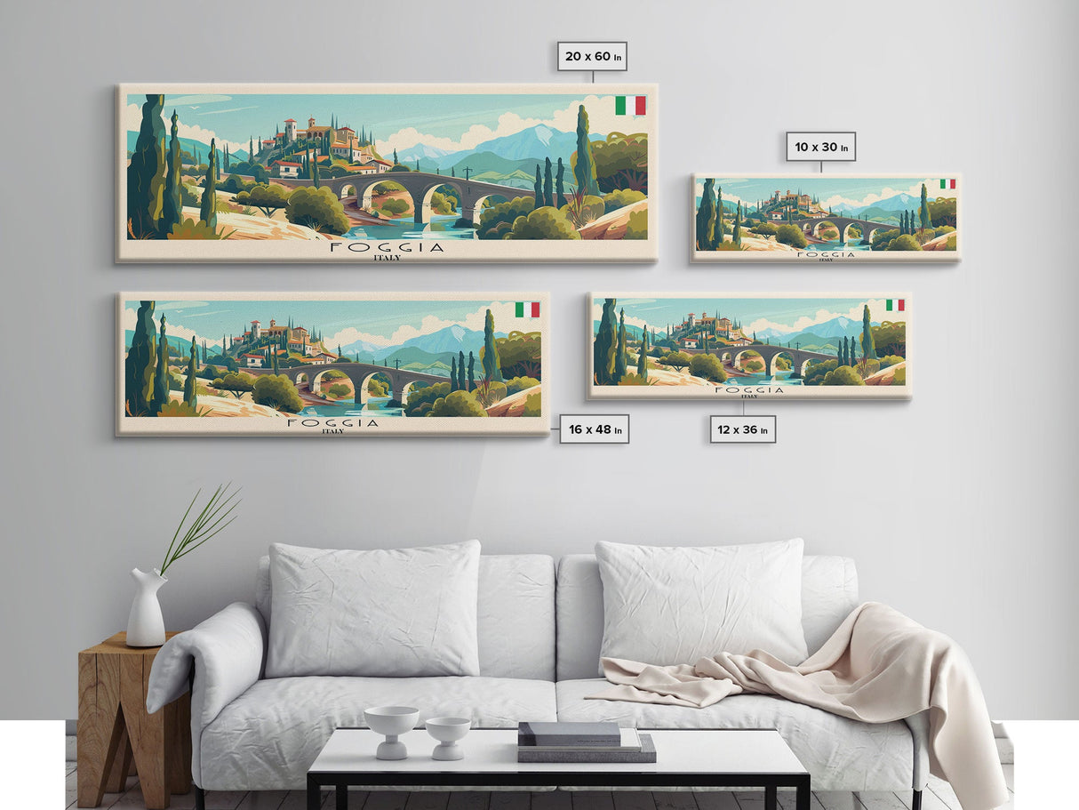 Foggia Italy Wall Art, Panoramic Travel Poster, Panoramic Framed Canvas Print, City Wall Art, Wall Hanging Home Decor, Travel Art