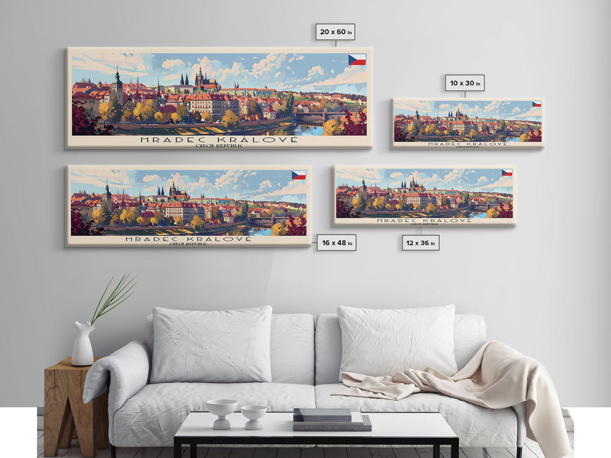 Hradec Czech Republic Travel Art, City Art, Framed Canvas Print or Metal Wall Art, Europe Travel Poster, Panoramic Wall Art, Extra Wide Wall Art