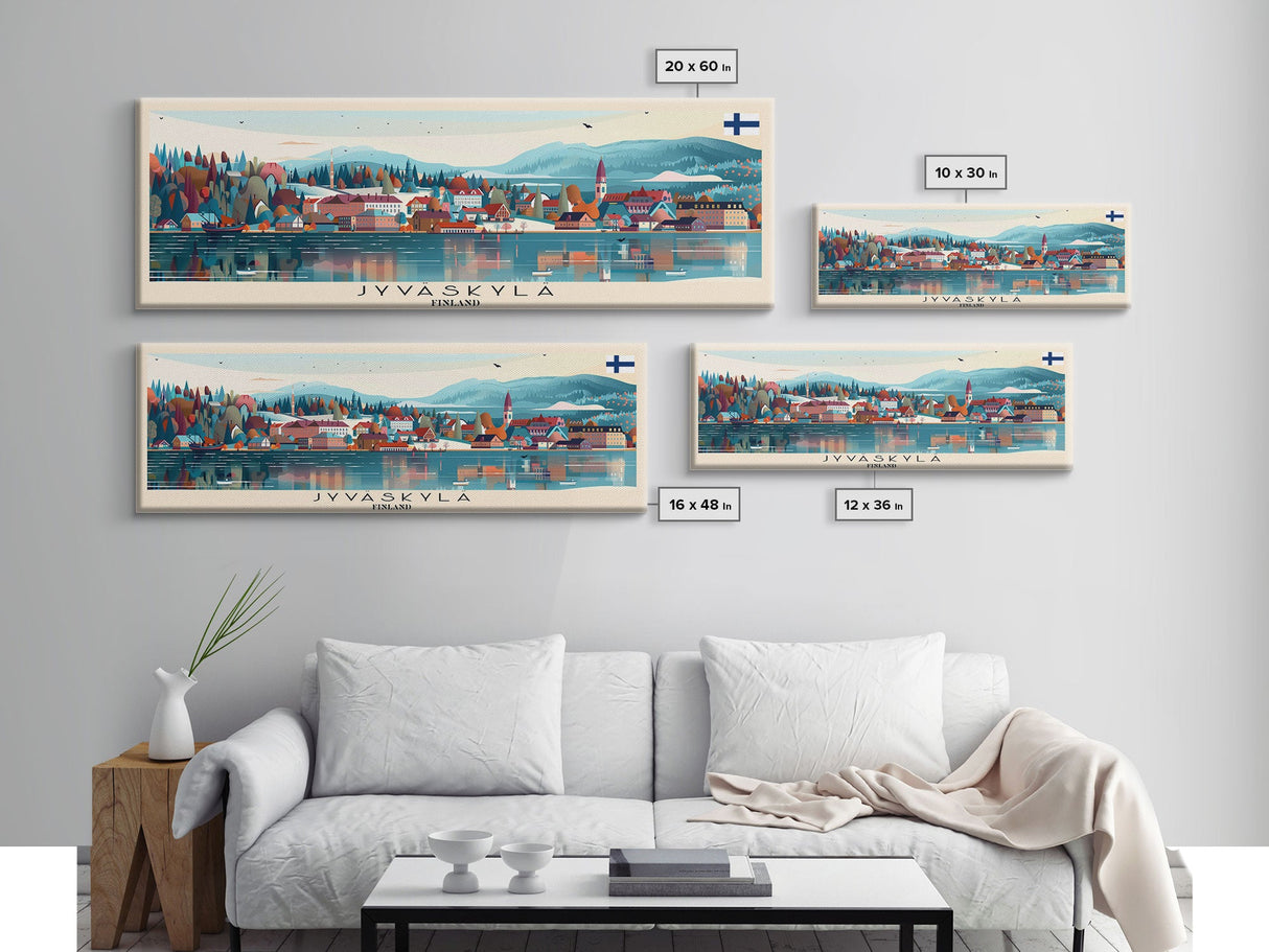 Jyvaskyla Finland Travel Art, City Art, Framed Canvas Print or Metal Wall Art, Europe Travel Poster, Panoramic Wall Art, Extra Wide Wall Art