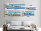 Kazan Russia Panoramic Travel Poster, Framed Canvas Print or Metal Wall Art, Travel Art, Home Decor, Panoramic Painting, Midcentury Art