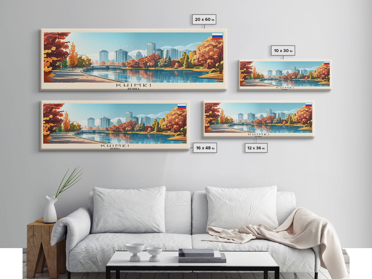 Khimki Russia Travel Print Wall Art, Panoramic City Art, Travel Art, Wall Decor, Vacation Gift, Framed Canvas Print Or Metal Art