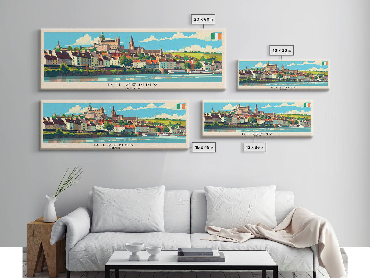 Kilkenny Ireland Travel Print Wall Art, Panoramic City Art, Travel Art, Wall Decor, Vacation Gift, Framed Canvas Print Or Metal Art