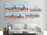 Krakow Poland Travel Art, City Art, Framed Canvas Print or Metal Wall Art, Europe Travel Poster, Panoramic Wall Art, Extra Wide Wall Art