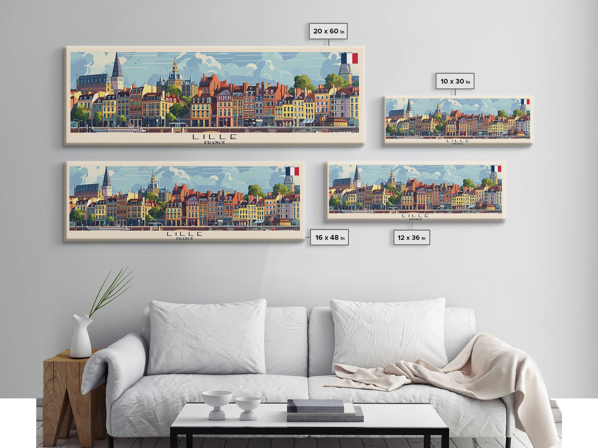 Lille France Wall Art, Panoramic Travel Poster, Panoramic Framed Canvas Print, City Wall Art, Wall Hanging Home Decor, Travel Art