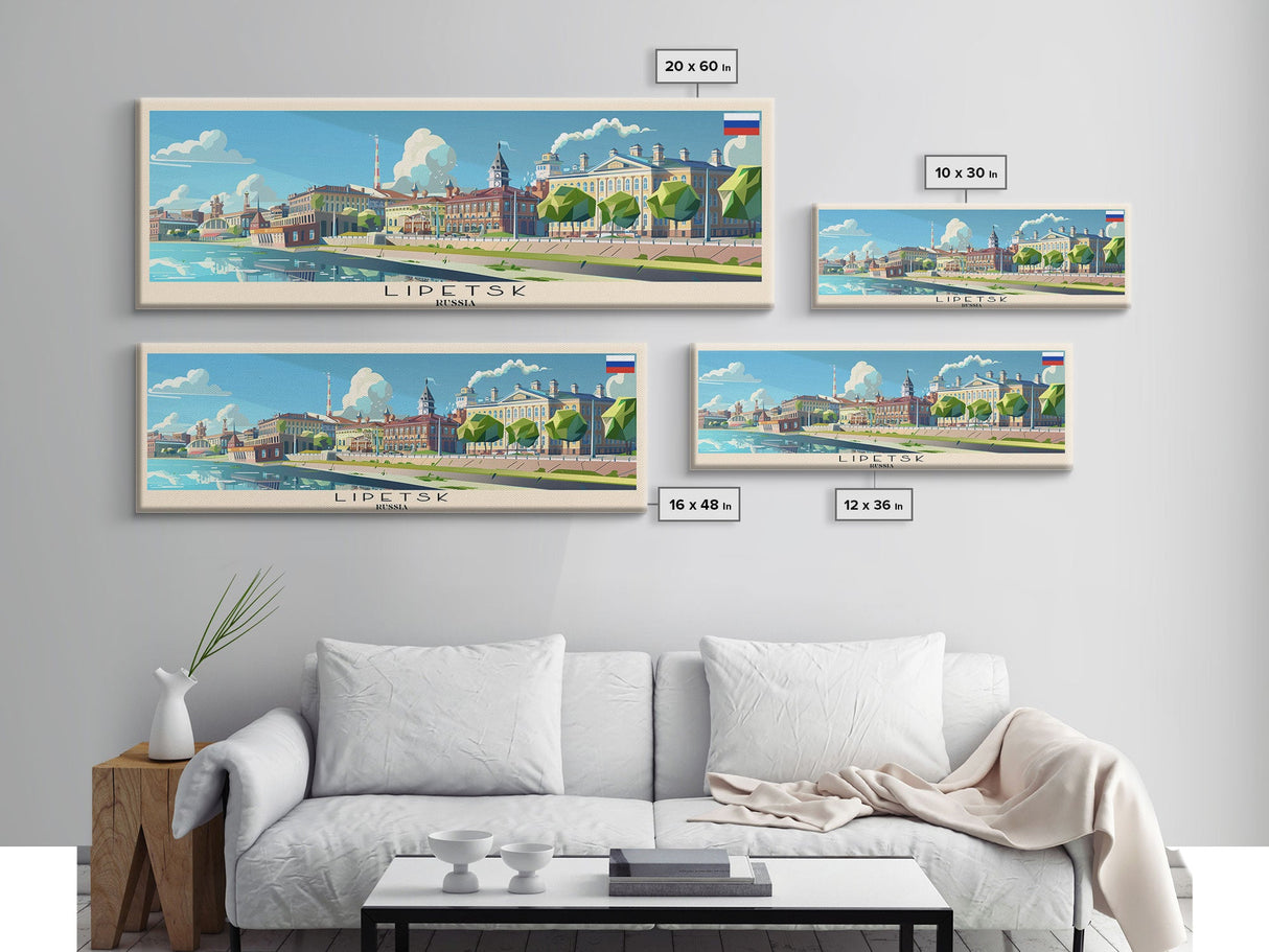 Lipetsk Russia Wall Art, Panoramic Travel Poster, Panoramic Framed Canvas Print, City Wall Art, Wall Hanging Home Decor, Travel Art