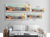 Lisbon Portugal Travel Print Wall Art, Panoramic City Art, Travel Art, Wall Decor, Vacation Gift, Framed Canvas Print Or Metal Art