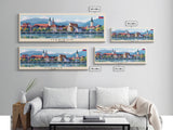 Maribor Slovenia Panoramic Travel Poster, Framed Canvas Print or Metal Wall Art, Travel Art, Home Decor, Panoramic Painting, Midcentury Art