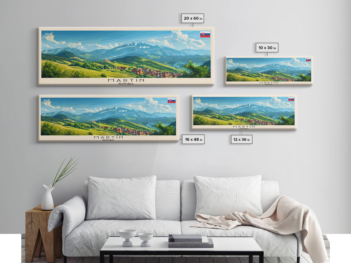 Martin Slovakia Travel Art, City Art, Framed Canvas Print or Metal Wall Art, Europe Travel Poster, Panoramic Wall Art, Extra Wide Wall Art