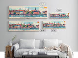 Norrkoping Sweden Travel Print Wall Art, Panoramic City Art, Travel Art, Wall Decor, Vacation Gift, Framed Canvas Print Or Metal Art