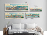 Nyiregyhaza Hungary Panoramic Travel Poster, Framed Canvas Print or Metal Wall Art, Travel Art, Home Decor, Panoramic Painting, Midcentury Art