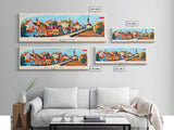 Olsztyn Poland Panoramic Travel Poster, Framed Canvas Print or Metal Wall Art, Travel Art, Home Decor, Panoramic Painting, Midcentury Art