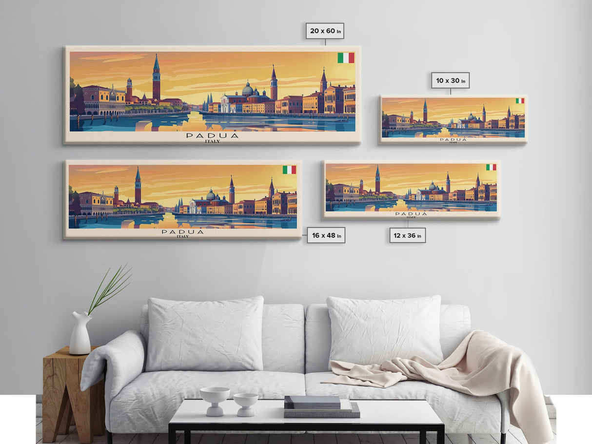 Padua Italy Wall Art, Panoramic Travel Poster, Panoramic Framed Canvas Print, City Wall Art, Wall Hanging Home Decor, Travel Art