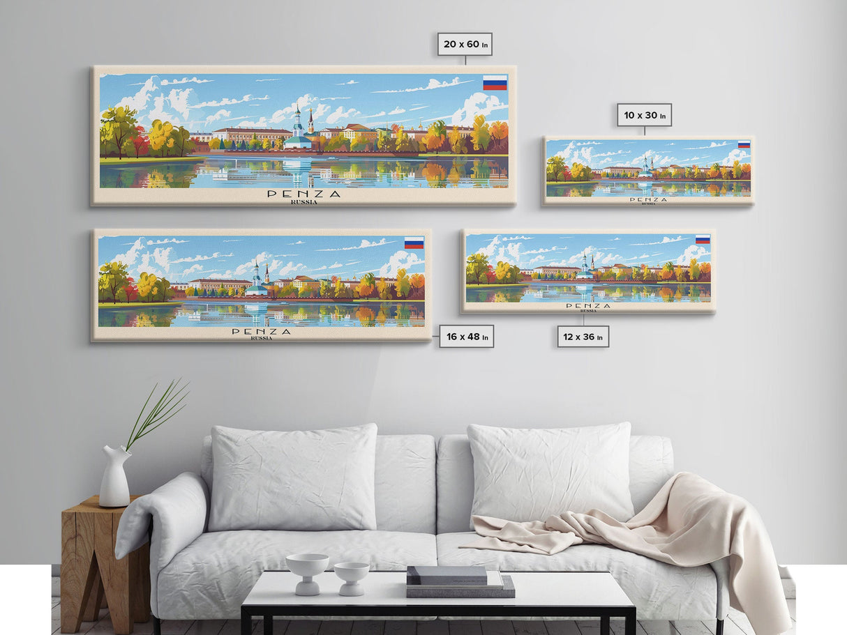 Penza Russia Wall Art, Panoramic Travel Poster, Panoramic Framed Canvas Print, City Wall Art, Wall Hanging Home Decor, Travel Art