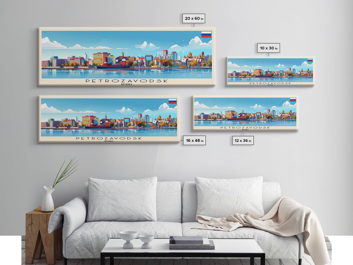 Petrozavodsk Russia Travel Print Wall Art, Panoramic City Art, Travel Art, Wall Decor, Vacation Gift, Framed Canvas Print Or Metal Art