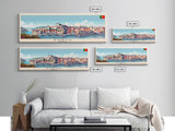 Porto Portugal Panoramic Travel Poster, Framed Canvas Print or Metal Wall Art, Travel Art, Home Decor, Panoramic Painting, Midcentury Art