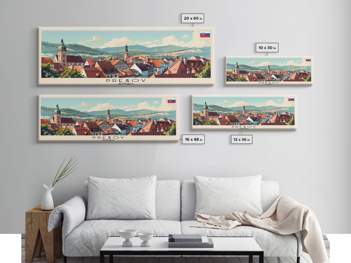 Presov Slovakia Wall Art, Panoramic Travel Poster, Panoramic Framed Canvas Print, City Wall Art, Wall Hanging Home Decor, Travel Art