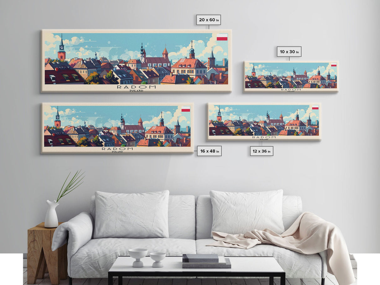 Radom Poland Travel Print Wall Art, Panoramic City Art, Travel Art, Wall Decor, Vacation Gift, Framed Canvas Print Or Metal Art