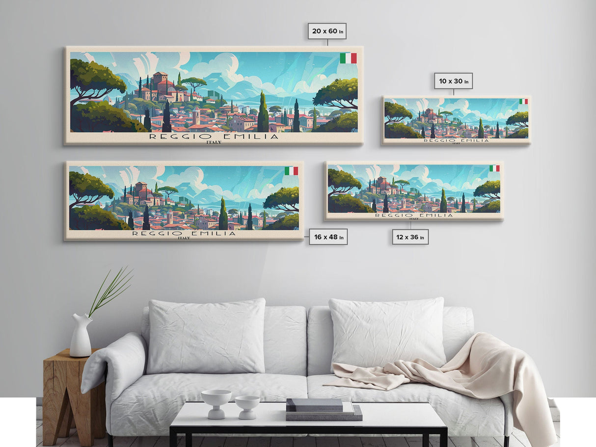 Reggio Emilia Travel Print Wall Art, Panoramic City Art, Travel Art, Wall Decor, Vacation Gift, Framed Canvas Print Or Metal Art