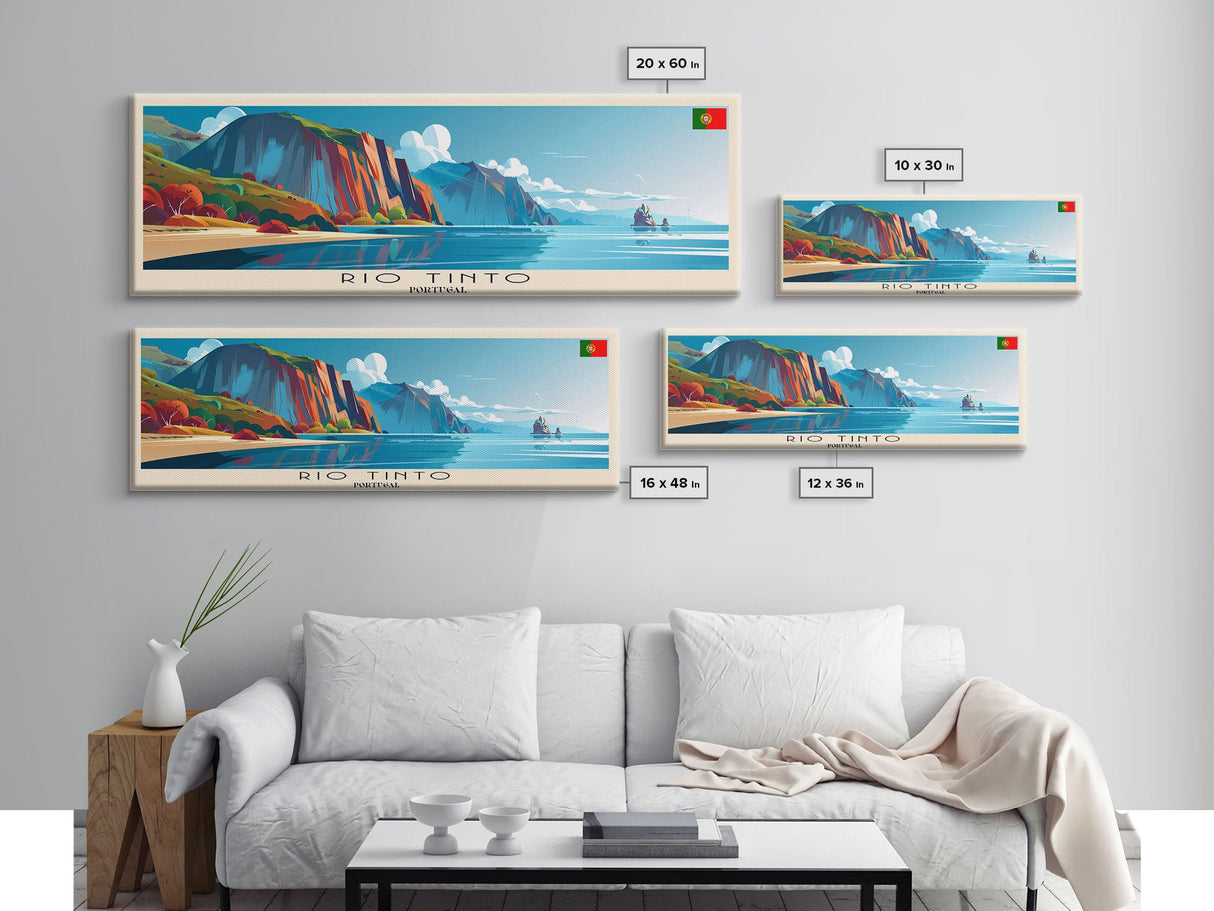 Rio Tinto Panoramic Travel Poster, Framed Canvas Print or Metal Wall Art, Travel Art, Home Decor, Panoramic Painting, Midcentury Art