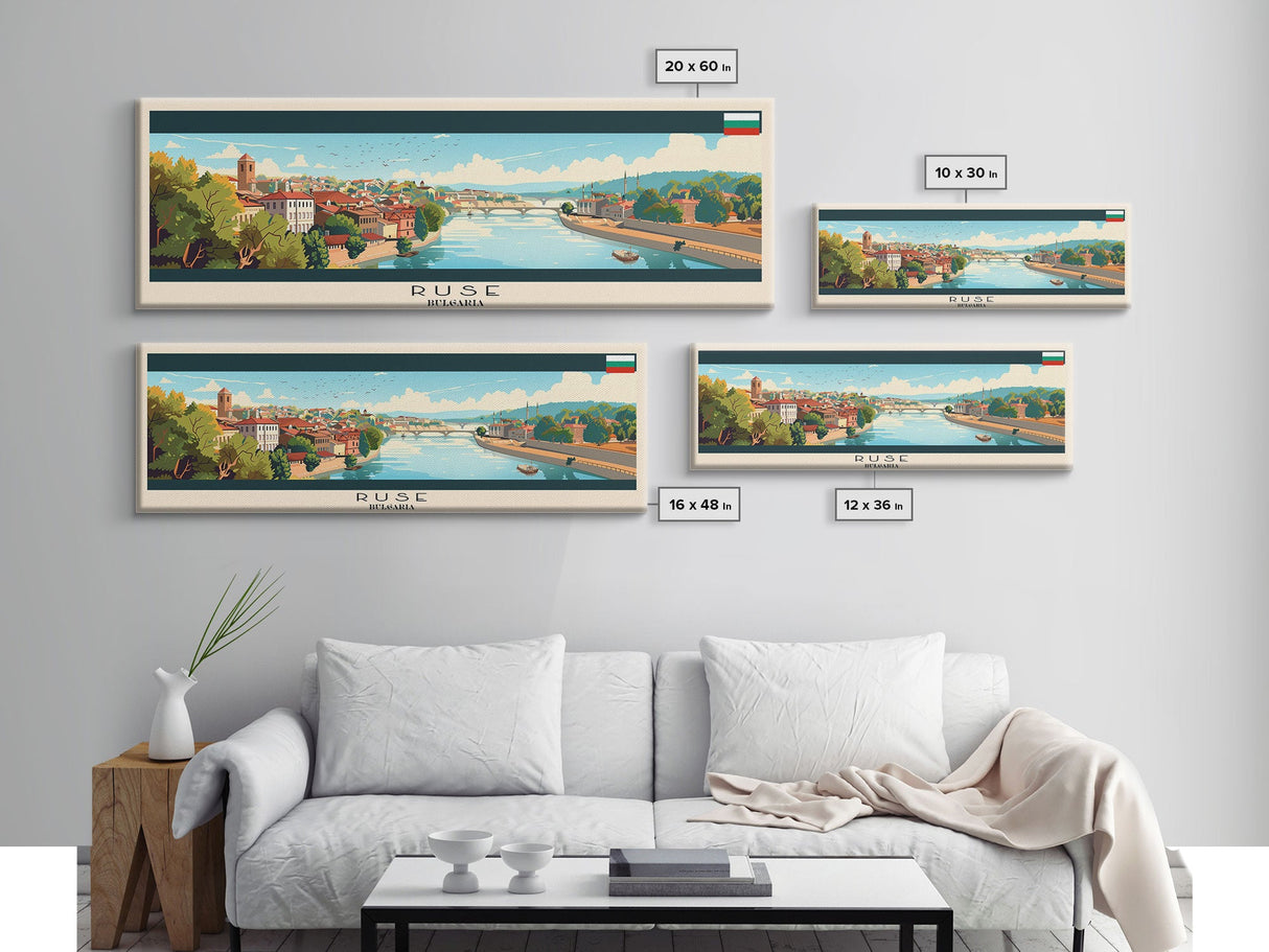 Ruse Bulgaria Travel Print Wall Art, Panoramic City Art, Travel Art, Wall Decor, Vacation Gift, Framed Canvas Print Or Metal Art