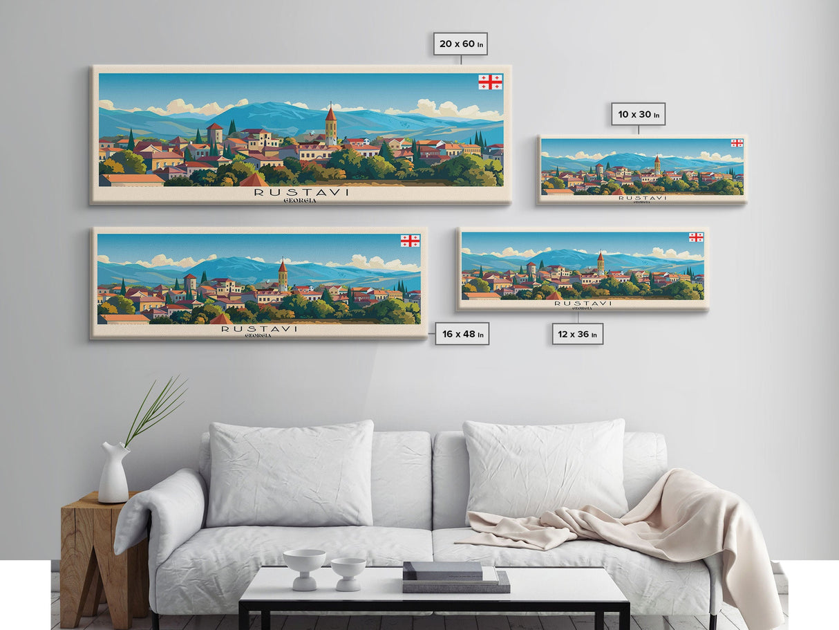 Rustavi Georgia Travel Art, City Art, Framed Canvas Print or Metal Wall Art, Europe Travel Poster, Panoramic Wall Art, Extra Wide Wall Art