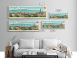 Sabadell Spain Travel Print Wall Art, Panoramic City Art, Travel Art, Wall Decor, Vacation Gift, Framed Canvas Print Or Metal Art