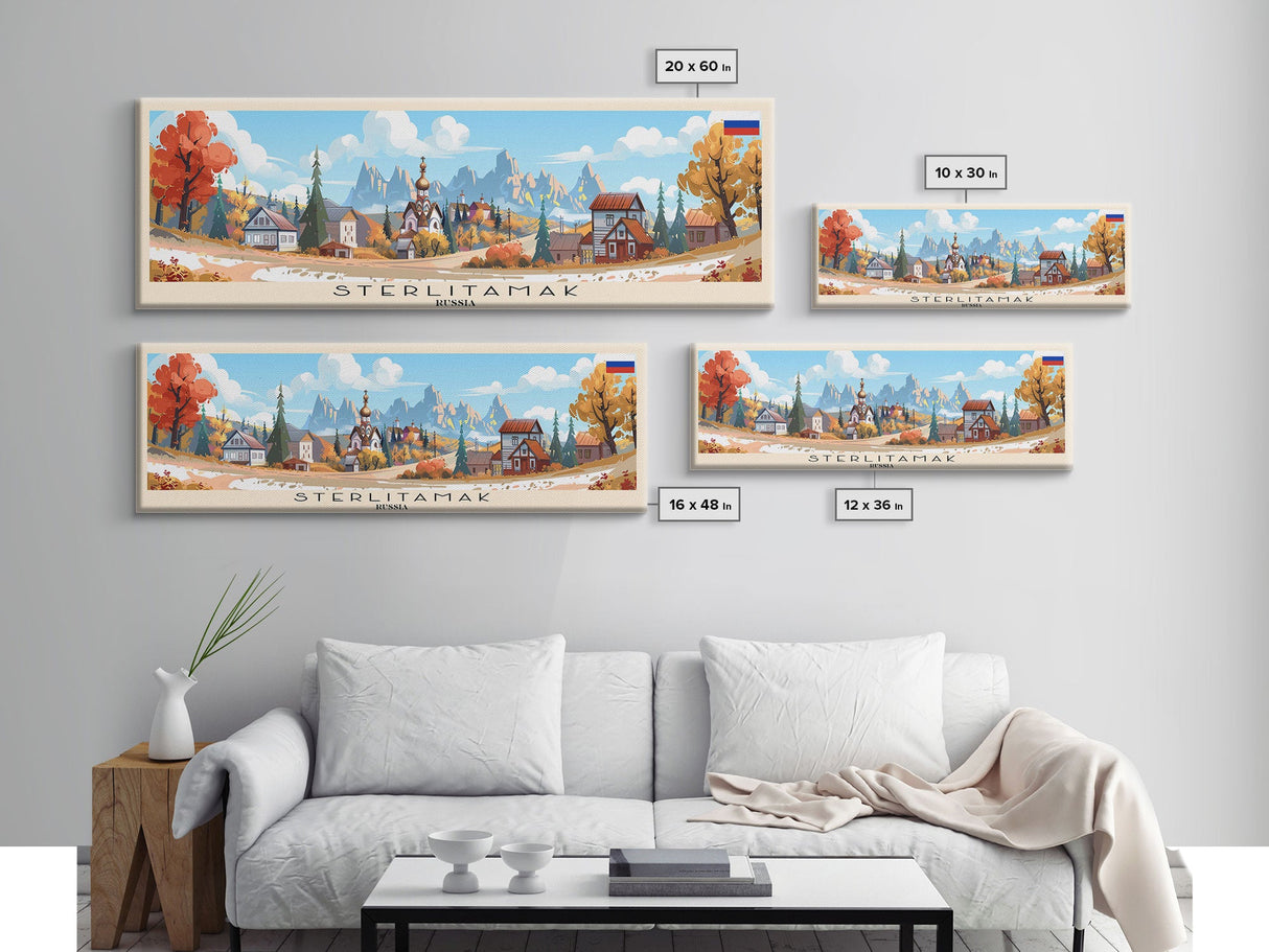 Sterlitamak Russia Travel Print Wall Art, Panoramic City Art, Travel Art, Wall Decor, Vacation Gift, Framed Canvas Print Or Metal Art