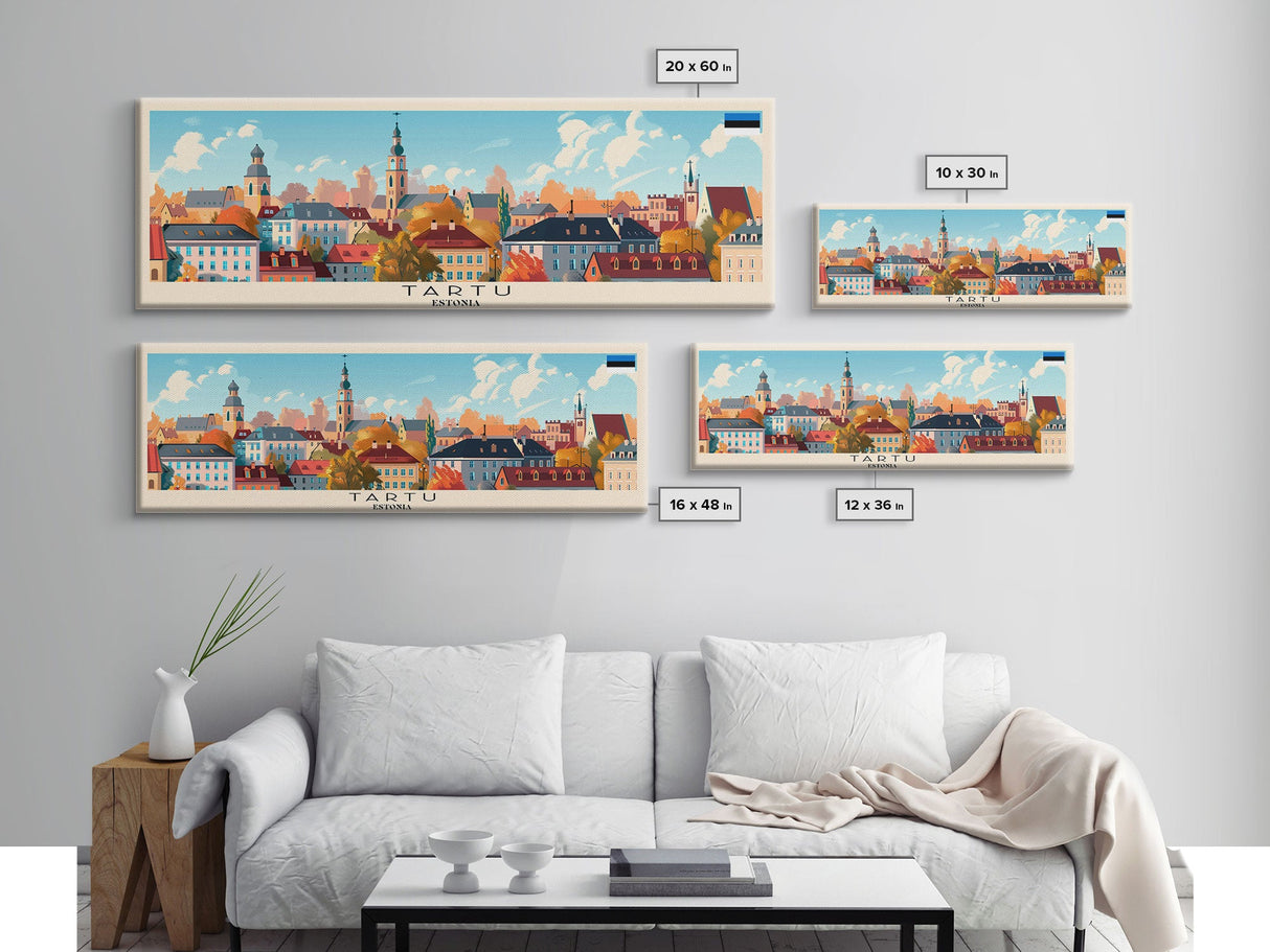 Tartu Estonia Wall Art, Panoramic Travel Poster, Panoramic Framed Canvas Print, City Wall Art, Wall Hanging Home Decor, Travel Art