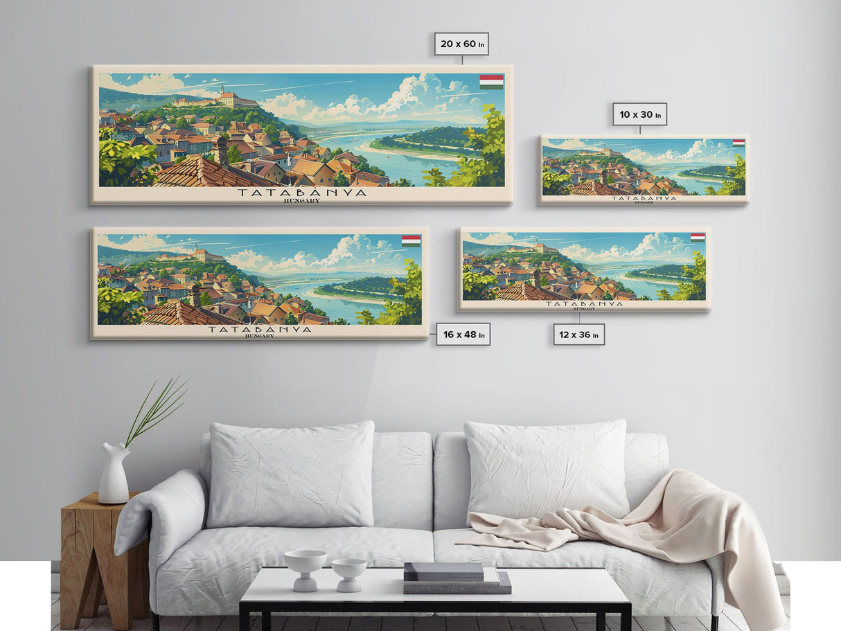 Tatabanya Hungary Travel Print Wall Art, Panoramic City Art, Travel Art, Wall Decor, Vacation Gift, Framed Canvas Print Or Metal Art