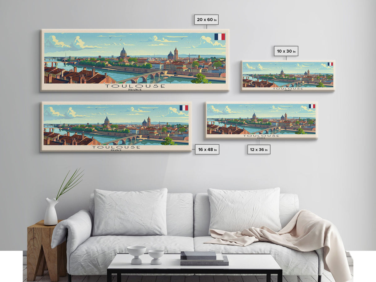 Toulouse Franc Wall Art, Panoramic Travel Poster, Panoramic Framed Canvas Print, City Wall Art, Wall Hanging Home Decor, Travel Art