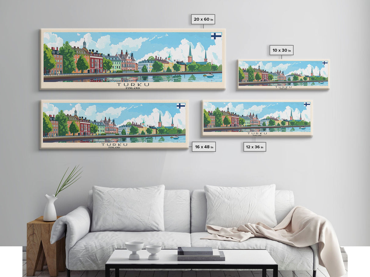 Turku Finland Wall Art, Panoramic Travel Poster, Panoramic Framed Canvas Print, City Wall Art, Wall Hanging Home Decor, Travel Art