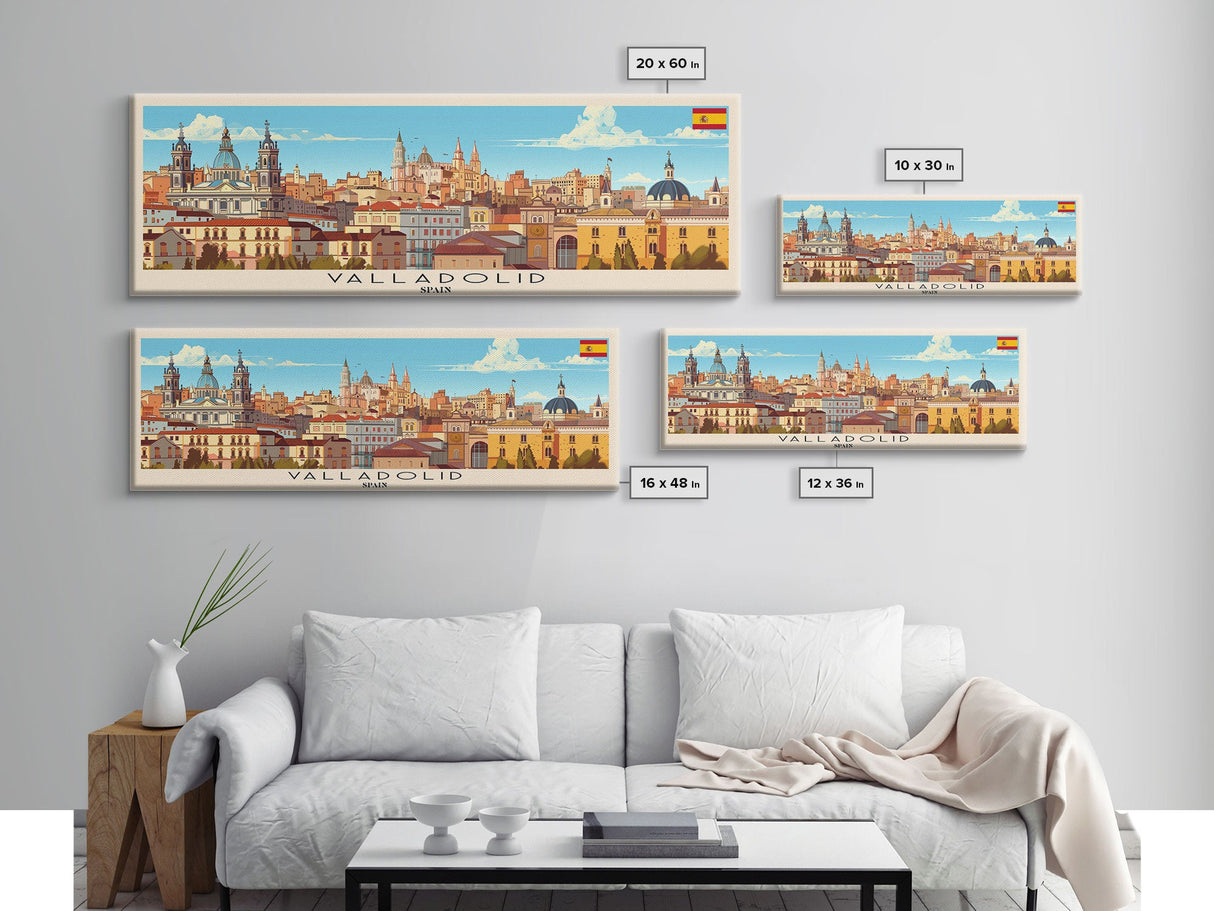 Valladolid Spain Wall Art, Panoramic Travel Poster, Panoramic Framed Canvas Print, City Wall Art, Wall Hanging Home Decor, Travel Art