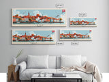 Vejle Denmark Travel Art, City Art, Framed Canvas Print or Metal Wall Art, Europe Travel Poster, Panoramic Wall Art, Extra Wide Wall Art